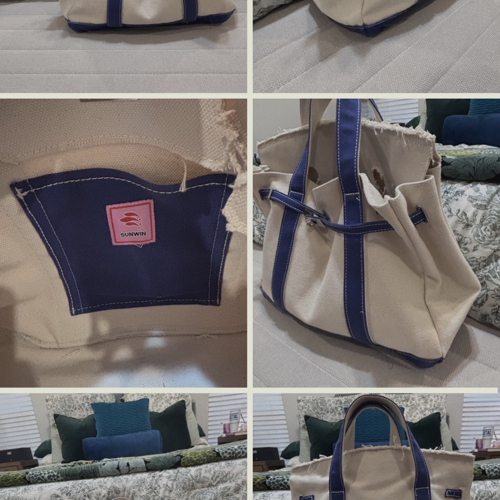 Canvas Boatkin Bag with Blue Trim - Picture 8 of 8